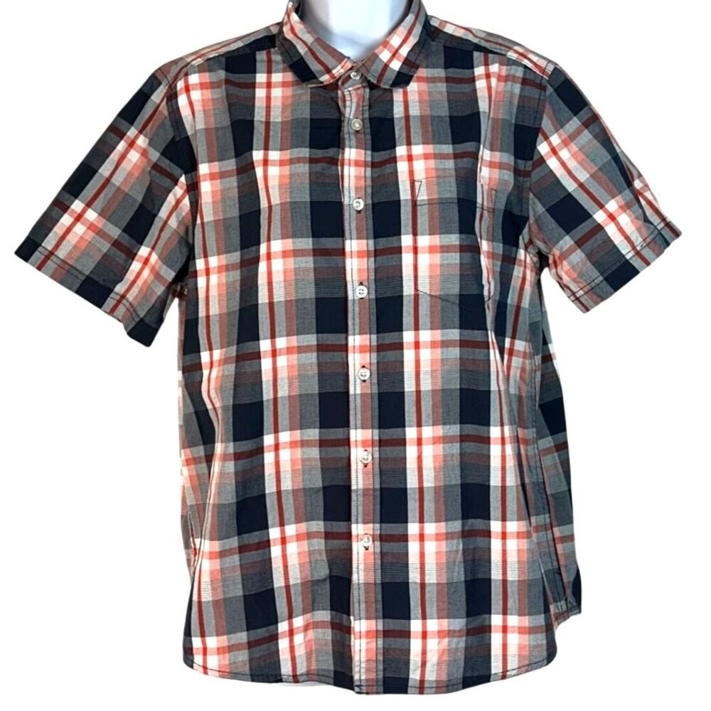 Route 66 Black Red White Plaid Short Sleeve Button Up Shirt Men's Size Medium